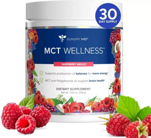 Gundry MD MCT Wellness Powder, Supports Energy & Brain, Raspberry Medley 7.62 Oz