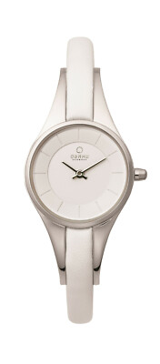 OBAKU MORGEN Damenuhr Edelstahlgehäuse silber Leder weiß schmal V110LCIRW NEU 34