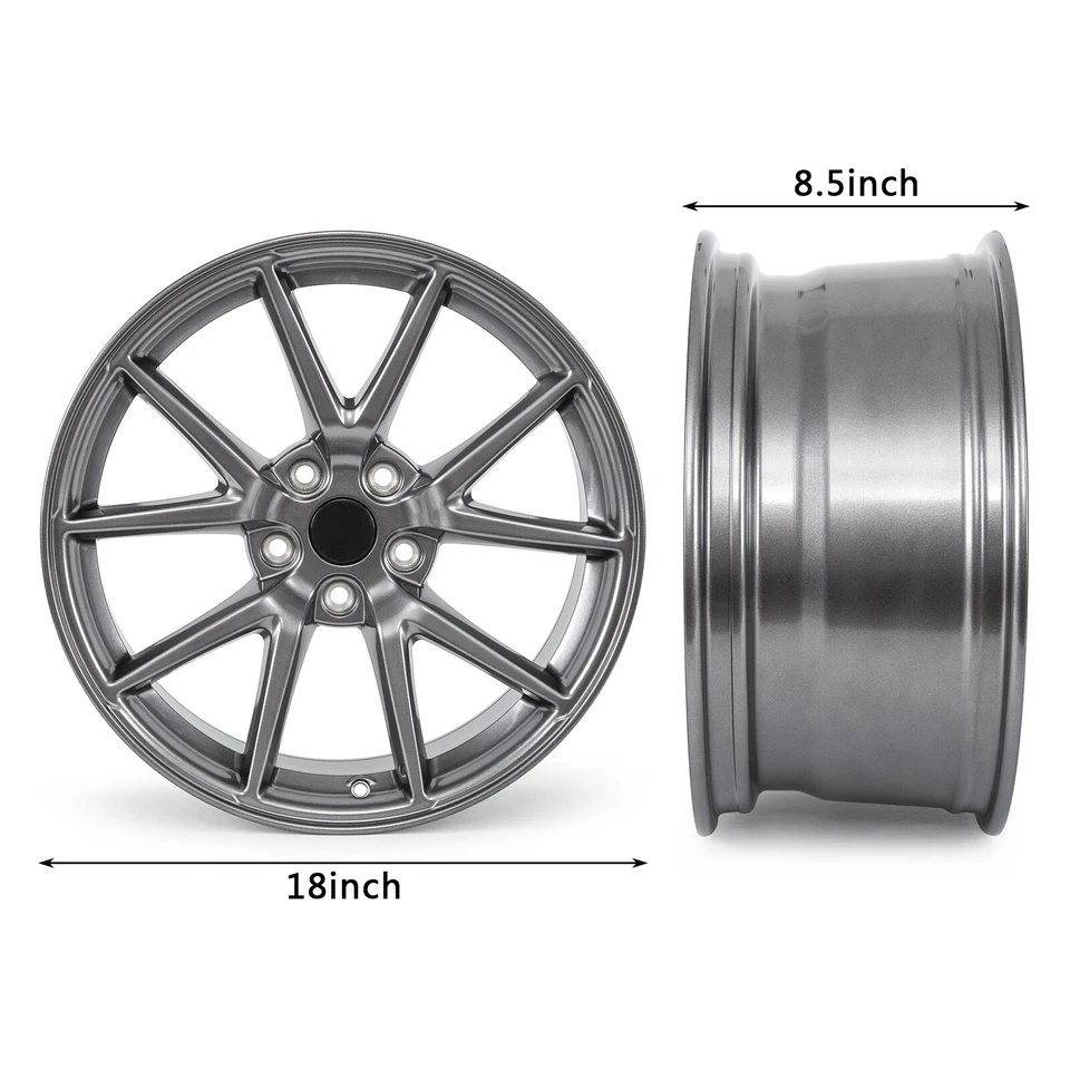 Set of 4 Milesub New 18" Grey Replacement Wheel Rims for Tesla Model 3 2017-2023 Foto 4 de 4
