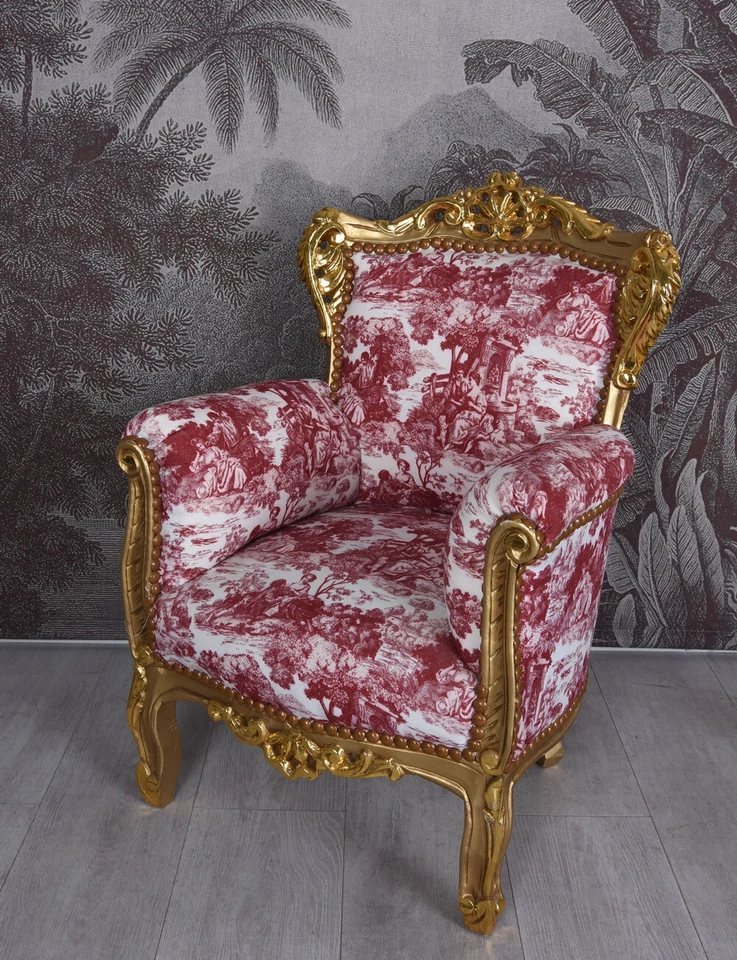 Baroque armchair children's chair armchair nursery Toile de Jouy armchair - Image 3 of 3