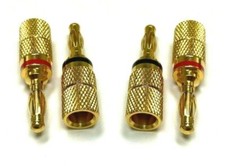 4pc Audio Gold Plated Speaker Wire Connector Banana Plug Jack Open End Home Car