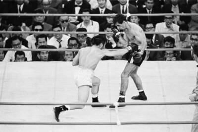 Fighting Harada v Eder Jofre WBA WBC Bantamweight Title 1966 OLD BOXING PHOTO 2