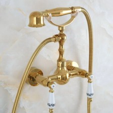 Golden Color Brass Bathroom Faucet Handheld Spray Shower Mixer Water Tap 2na837