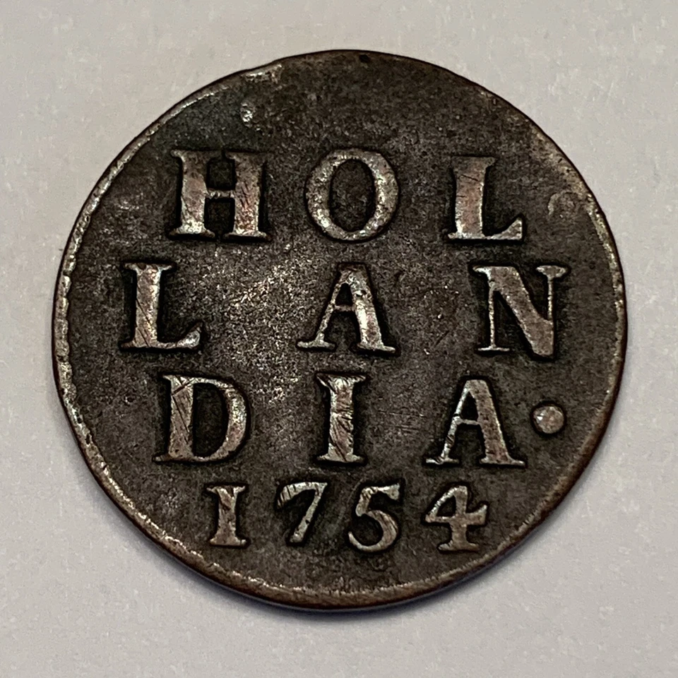 1700s Coin - 1754 Holland Netherlands Duit - Image 2 of 2