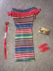 Vintage Barbie Doll Spectator Sport Knit Dress w/ Gold Purse, Red Belt & Shoes
