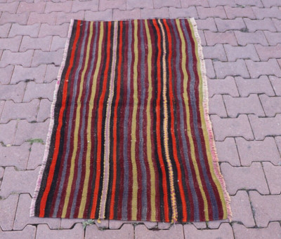 Cappadocia Handmade Kelim Turkish Ethnic Rug Traditional Striped Carpet 3x5 ft
