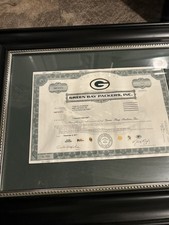 2011 Authentic Original Green Bay Packers NFL Team Share Stock Certificate Frame