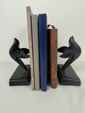 Hand Carved Stone Sparrow Black Bird Bookends 6&rdquo; X 5.5&rdquo; Whimsigoth Witchcore
