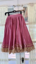 Vintage 50s Style Pink Circle Skirt Western Rockabilly Square Dance Fringe XS 21