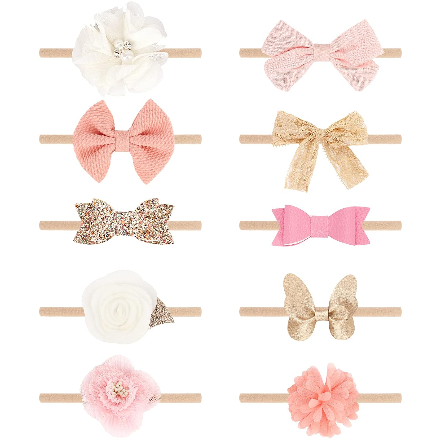 BQUBO Baby Girl Headbands with Bows Nylon Hairbands Handmade Hair Accessories fo