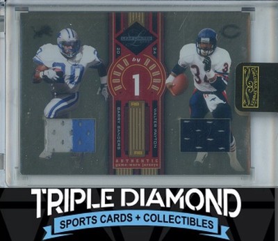 2005 Leaf Limited Barry Sanders/Walter Payton Game-Worn Dual Patch #55/75 BN871