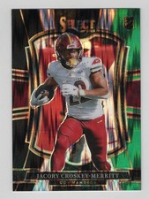 2025 Panini Select #188 Jacory Croskey-Merritt Black and Green Prizm Shock RC