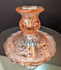 Vintage~Fenton Velva Rose Stretch Iridescent Cabbage Rose Candlestick