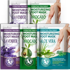 Moisturizing Foot Mask 5 Pack,Hydrating Masks for Dry LAVENDER-ALOE 