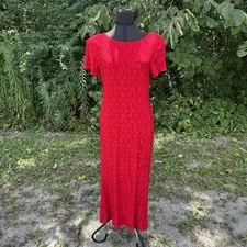 Vnt Molly Malloy Red Dress Short Sleeve Pullover Stretch Hearts Sz S USA 