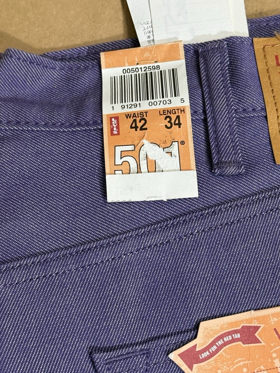Lot 2 - Levi's 501 Jeans Men 42x34 Shrink to Fit Purple & Light