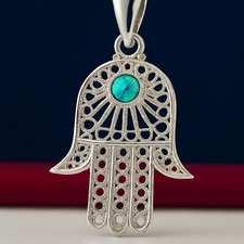 925 Sterling Silver Turquoise Protection Hams...