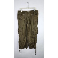 Angel Kiss Cargo Pants Olive Green Utility Y2K Grunge Pockets Straps Size Medium