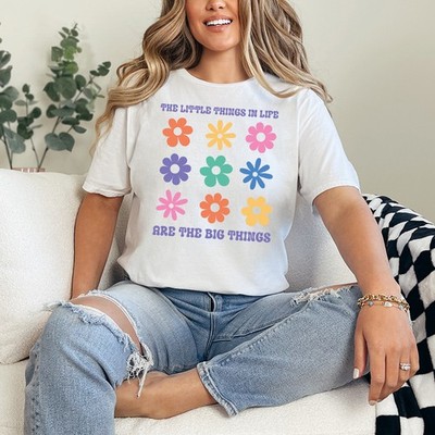 The Little Things In Life Damen Ring-Spun T-Shirt Retro Floral Positivity