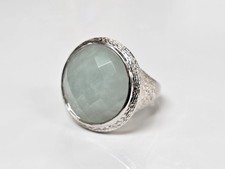 Beautiful Faceted Mint Green Quartz Sterling Silver Ring  Size 7  13g  1-A115