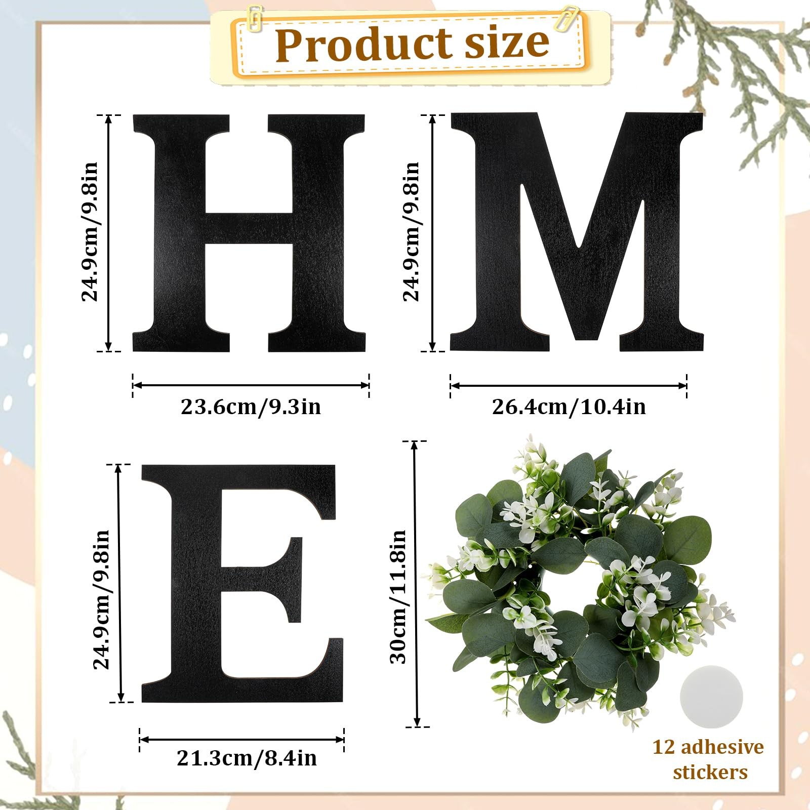 Wood Home Sign with Artificial Eucalyptus Wreath for O, Farmhouse Wall Home S...