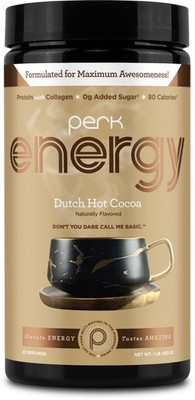 Perk Energy Drink Mix (Dutch Hot Cocoa) 20 Servings - Healthy Coffee Alternative