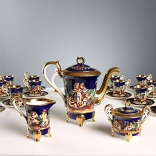 Service à Café Vintage Manufacture G.V.R Capodimonte Céramique Original