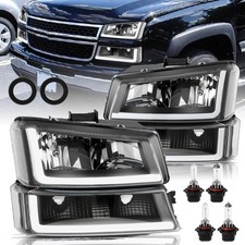 4PCS L Shape LED DRL Headlight for 2003-2006 Silverado Avalanche 2500 with Bulbs