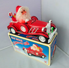 Vtg Santa Car Xmas Cartoon Musical with Box Old Style Plastic Lights