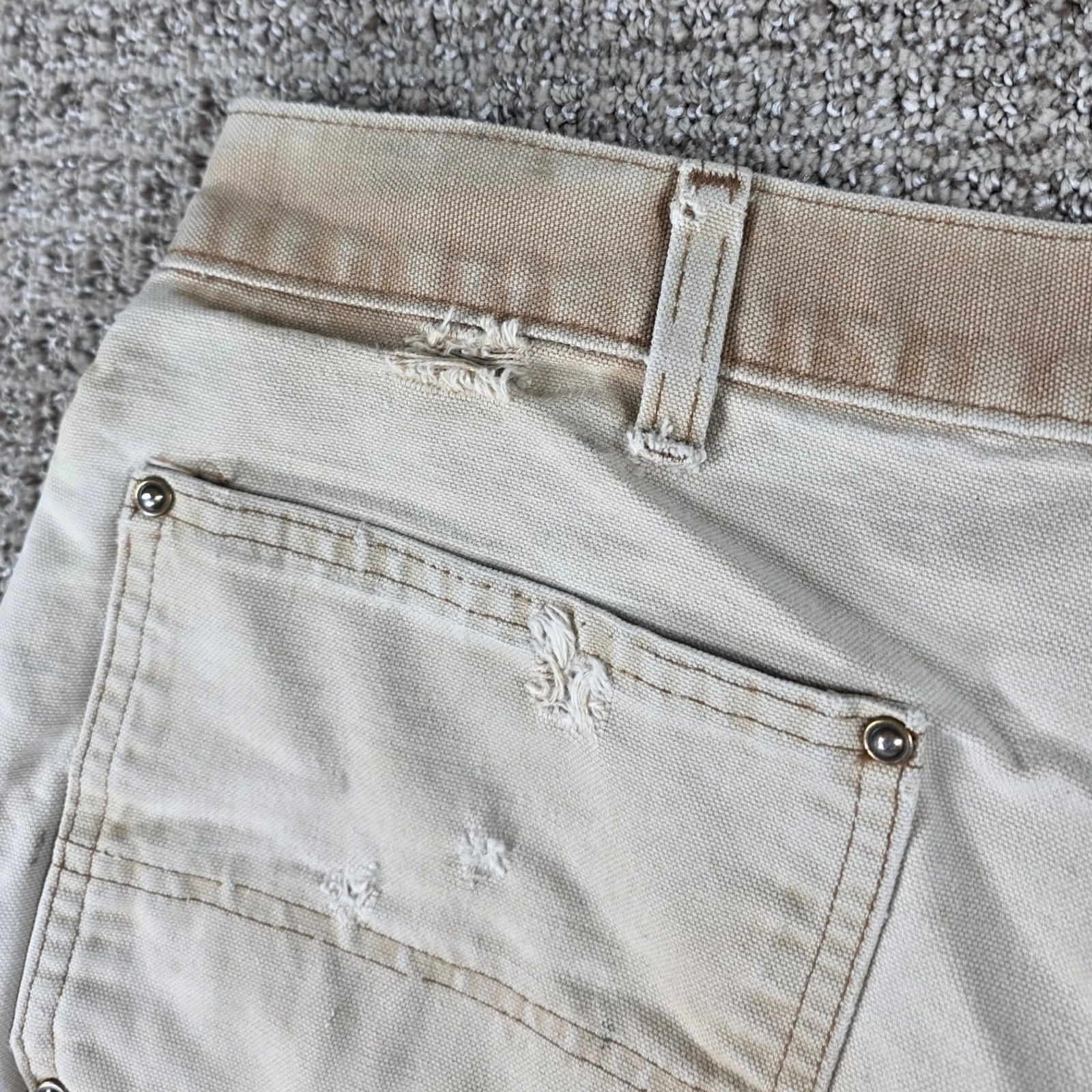 Carhartt B136 BRN Brown Double Knee Pants Distressed Faded Thrashed 36x29 thumbnail 16