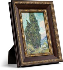 Vintage 4x6 Picture Frame, Ornate Antique Bronze 4 x 6 Frame with Real ...