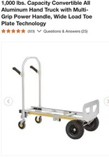 2-in-1 Aluminum Convertible Hand Truck Heavy Duty Folding Dolly Cart 1000lbs