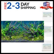 48x24 inches Tropical Fish Tank Background River Bed & Lake Aquatic Plant Und...