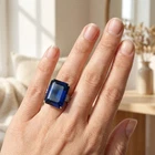 Precious Royal Blue Sapphire 30Ct 925 Sterling Silver Handmade Rings Size 6.25