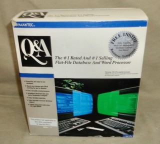 Vintage 1989 Symantic Q&A Flat File Database Word Processor PC Software