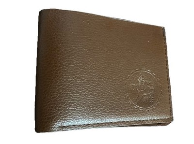 Braune Herren-Geldbörse aus Leder mit Doppelfaltung - Rentiermotiv Geschenk