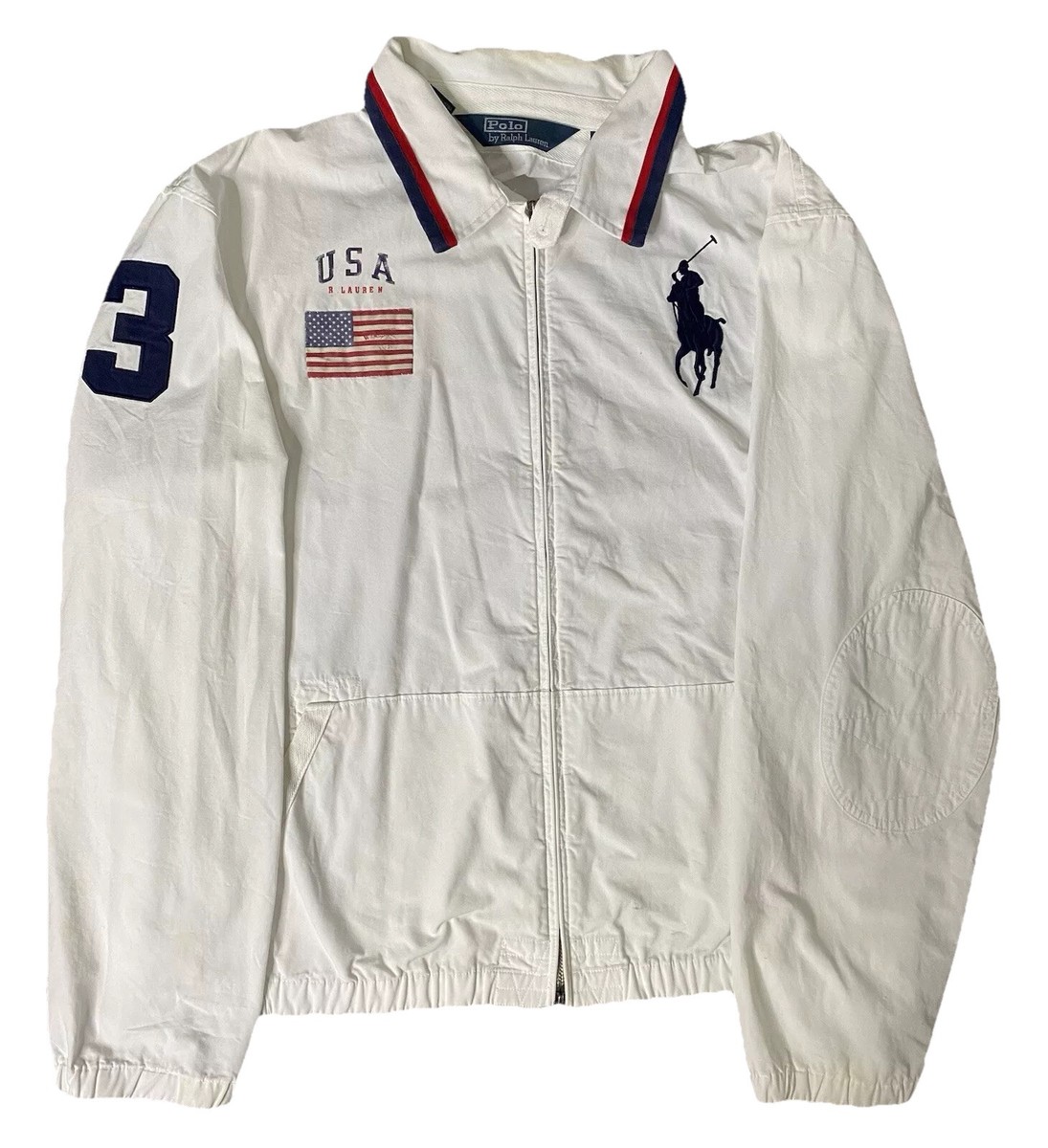 Vintage Polo Ralph Lauren USA Big Pone Jacket Full Zip White
