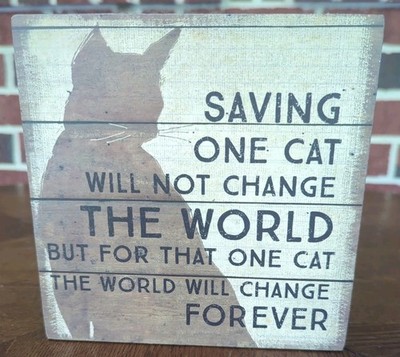 Primitives by Kathy Box Sign - Saving One Cat Will Not Change The World