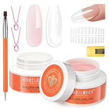 Gel Builder for Nails 2 Colors, 10-In-One Builder Hard Gel Nail Kit Clear Nude P