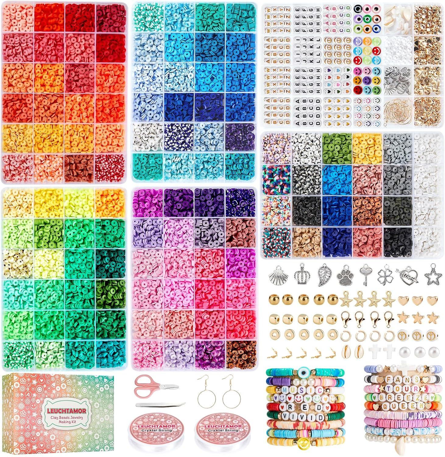 20000Pcs Clay Beads Bracelet Kit with Alphabet Letters for DIY Jewelry Making