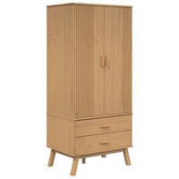 Kleiderschrank Olden Braun 76,5X53X172 Cm Massivholz Kiefer