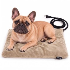 Dog Heating Pad, Heated Cat Dog Bed, Safety Listed, Constant Warmth, Beige