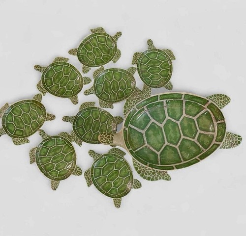 Pier 1 Imports Speedy the Turtle Melamine serving bowl & 8 plates