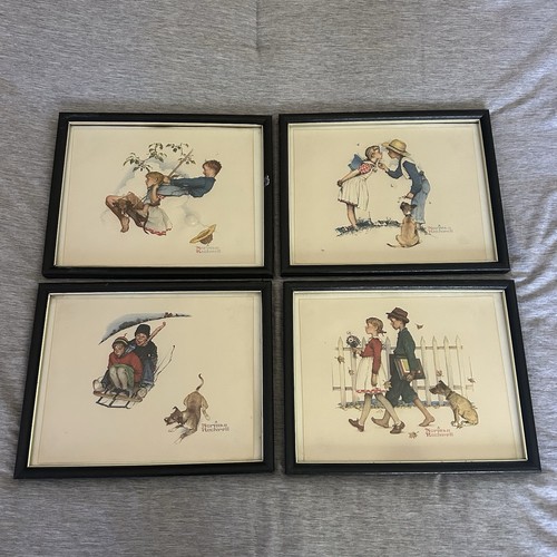 4er Set seltene Norman Rockwell Gemälde Drucke