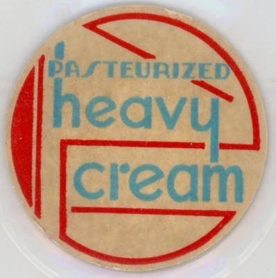 Milk Bottle Cap Insert - PASTEURIZED HEAVY CREAM - generic cap