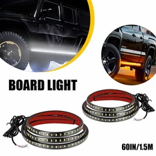 2X 60" White LED Amber Running Board Light DRL Side Step Bar Turn Signal Strip