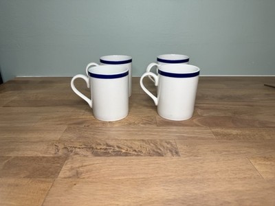 Bistro by Gorham  Coffee cup Set, White with Blue Band, 4-Piece