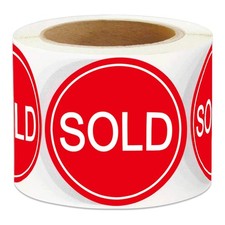 2 Inch Sold Stickers Fluorescent Red Labels - Point of 2 inch,