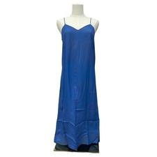 Vintage 90s Y2K Blue Slip Dress Mini Knee Length Spaghetti Strap Size 9/10 Read
