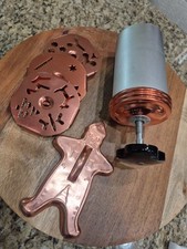 Vtg Mirro Dial-A-Cookie Copper Aluminum Crank Cookie Press w/3 Discs